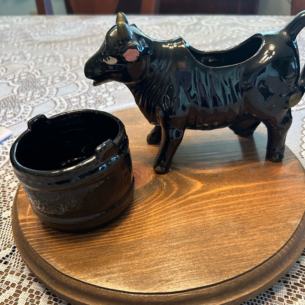 Antique Cow Creamer and Sugar Bowl